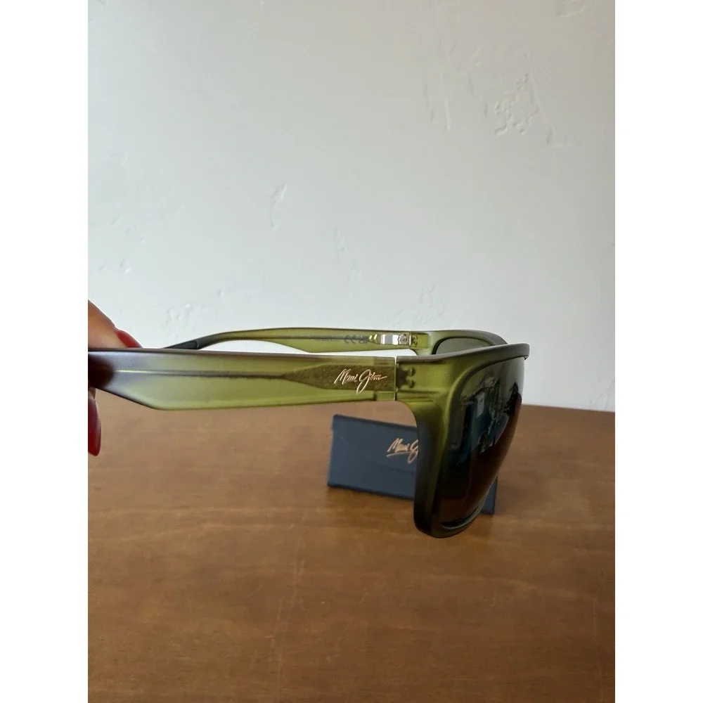 NWT MAUI JIM MAKOA MATTE KHAKI GREEN POLAR HT GREEN GLASS SUNGLASSES HT804-15M